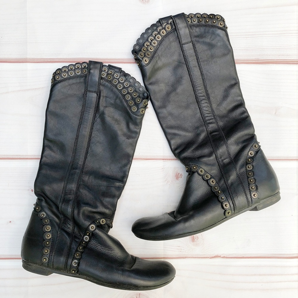 Miss Sixty | Calf High Scalloped Leather Boots